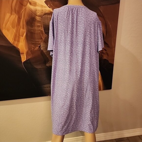 Croft And Barrow Nightgown 1x Purple Hearts Sleepwear Pj - Picture 3 of 6